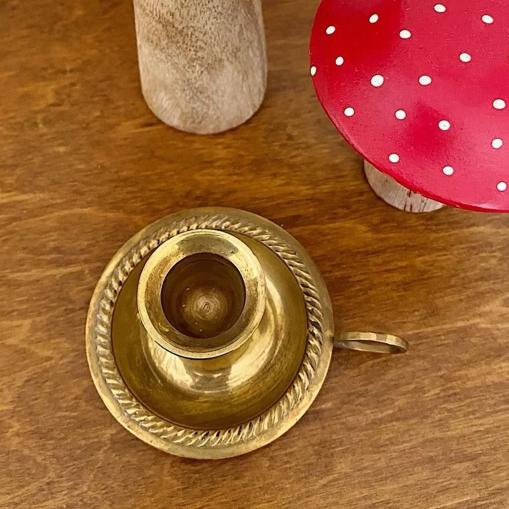 Vintage Brass MCM Regency Cottagecore Coquette Boho Candle Stick Holder - Picture 4 of 6